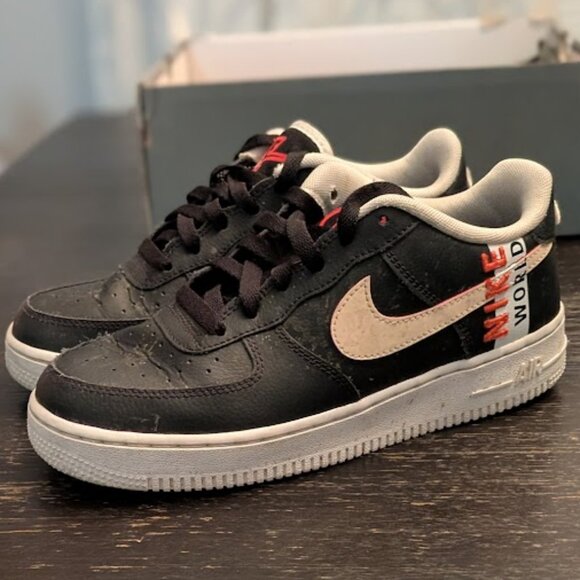 Nike Other - NIKE Air Force 1 Worldwide LV8 Boys Sneakers in Black/Crimson Tint